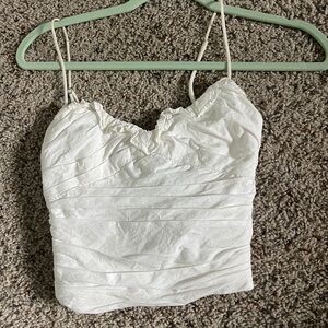 Zara White Ruched Women's Top